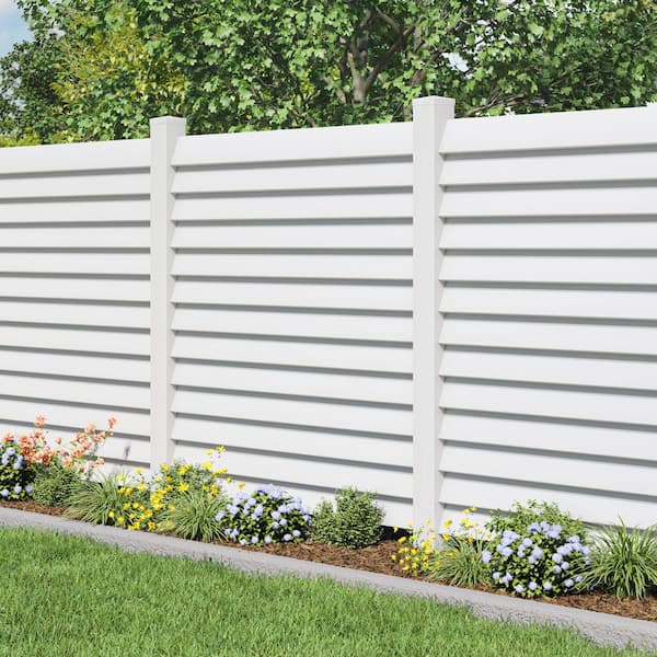 Louvered 6 in. x 6 in. White Vinyl New England Fence Post Top