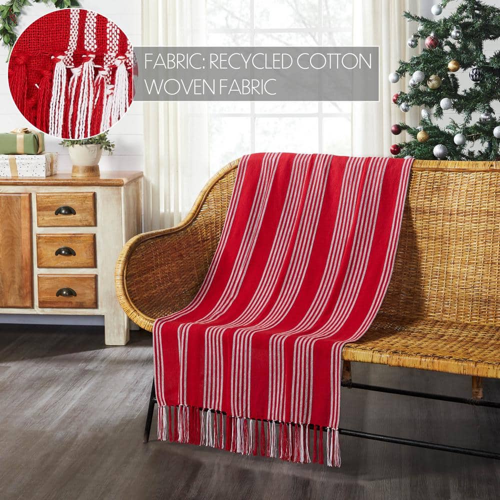 Arendal Red and White Striped Woven Throw Blanket 50x60