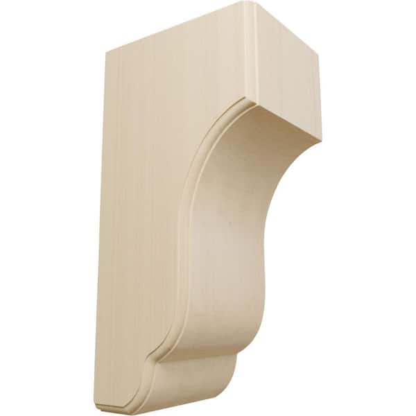 Ekena Millwork 7 in. x 5-3/4 in. x 14 in. Unfinished Wood Rubberwood Capistrano Mission Corbel