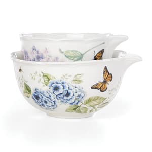 6 in. Butterfly Meadow 26 fl. oz. White Porcelain Nesting Serving Bowls (Set Of 2)