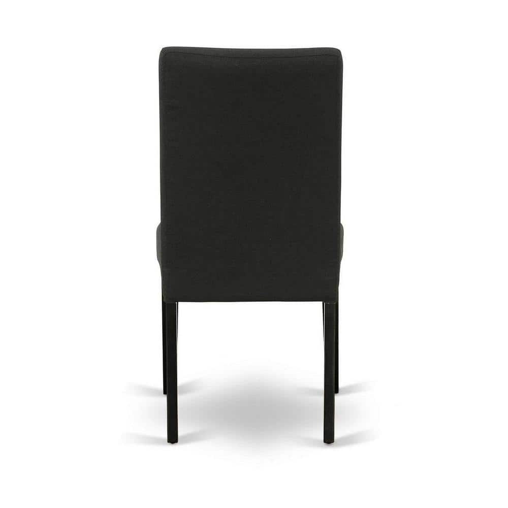 Sophisticated Black 5-Piece Round Dining Set with Linen Chairs