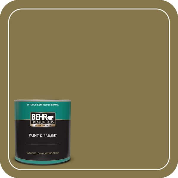 BEHR PREMIUM PLUS 1 qt. #M330-7 Green Tea Leaf Semi-Gloss Enamel Exterior Paint & Primer