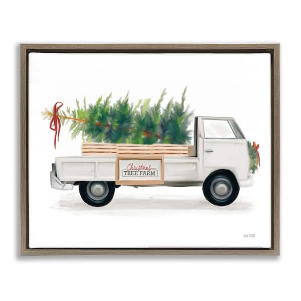 Stupell Industries Christmas Tree Farm Truck by House Fenway 1-Piece Floater Frame Graphic Print Travel Poster Art Print 31 in. x 25 in.