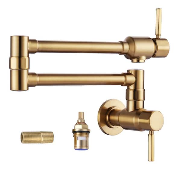 ARCORA Folding Wall Mounted Pot Filler with Single Handle in Brushed Gold