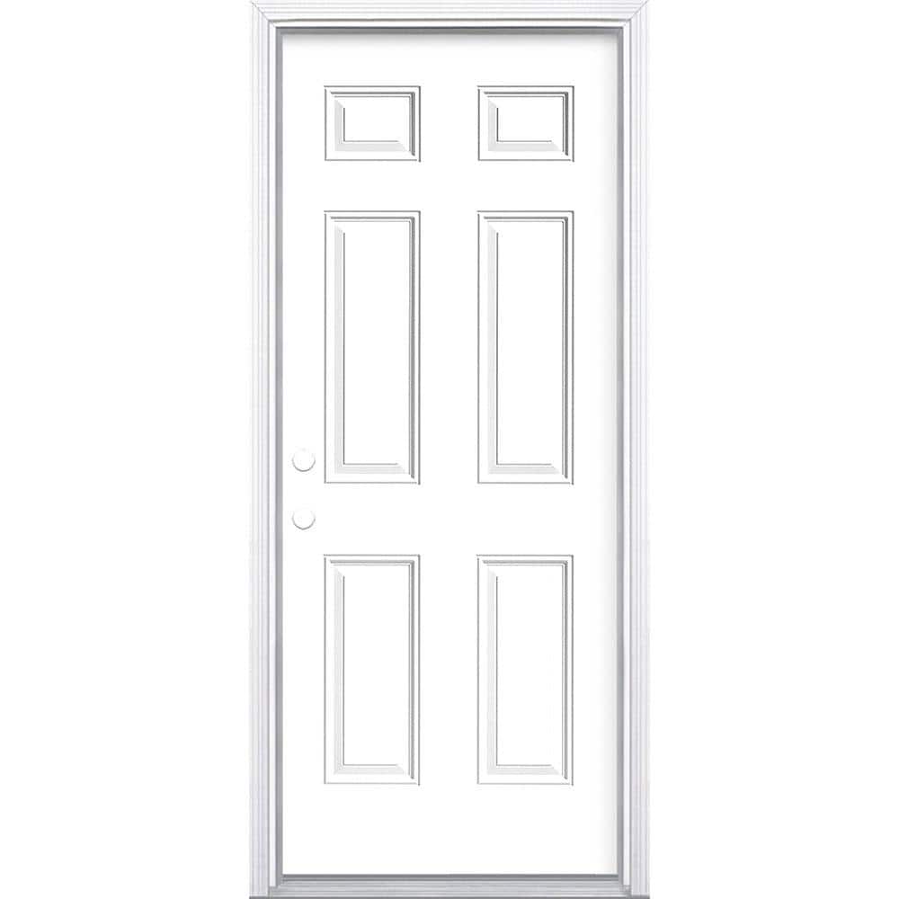 32 in. x 80 in. 6-Panel Right-Hand Inswing Painted Steel Prehung Front Exterior Door with Brickmold price history on PriceWatchPro