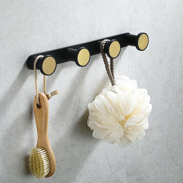 NOVEL Knob Bath Hook in Stainless Steel Matte Black 4 post Wall-Mounted Hook Rack