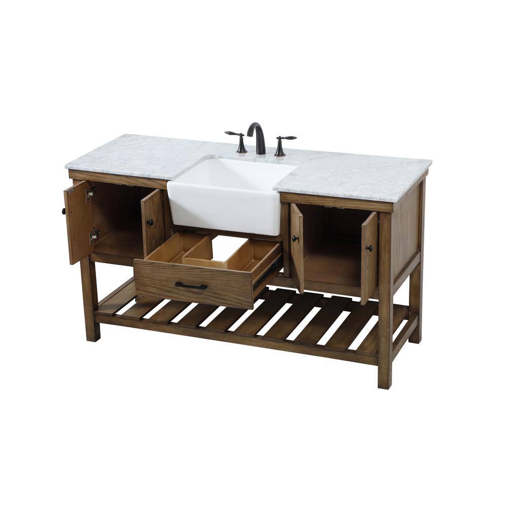Driftwood Single Bathroom Vanity with Carrara White Marble Top