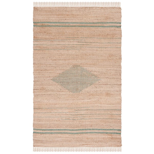 SAFAVIEH Natural Fiber Green/Beige 5 ft. x 8 ft. Woven Geometric Area Rug