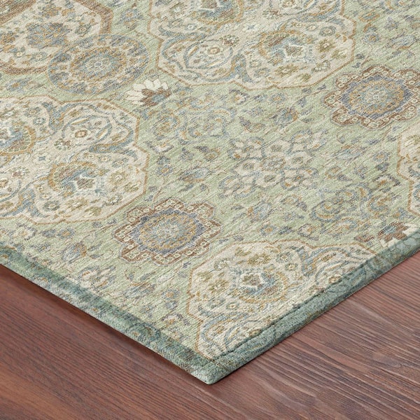 Chantille Machine Washable Indoor/Outdoor Abstract ACN2483 Sage 8 ft. x 8 ft. Round Rug