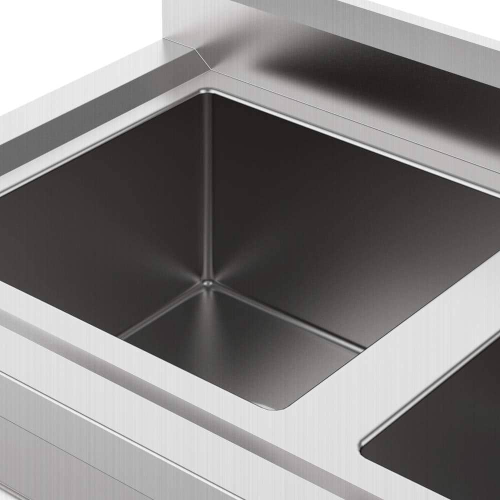 Silver Stainless Steel 36" Double Compartment Utility Sink