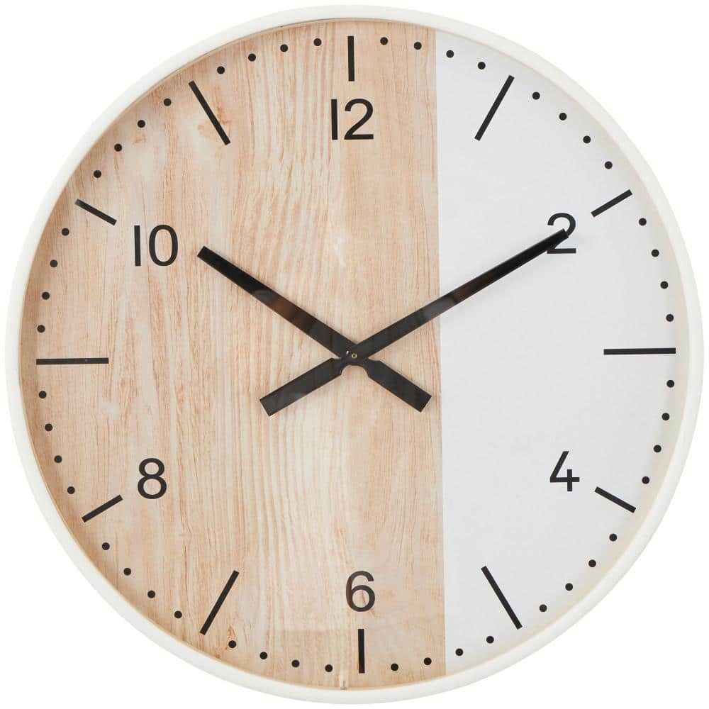 Nesrine 40'' Brown and White Stainless Steel Wall Clock