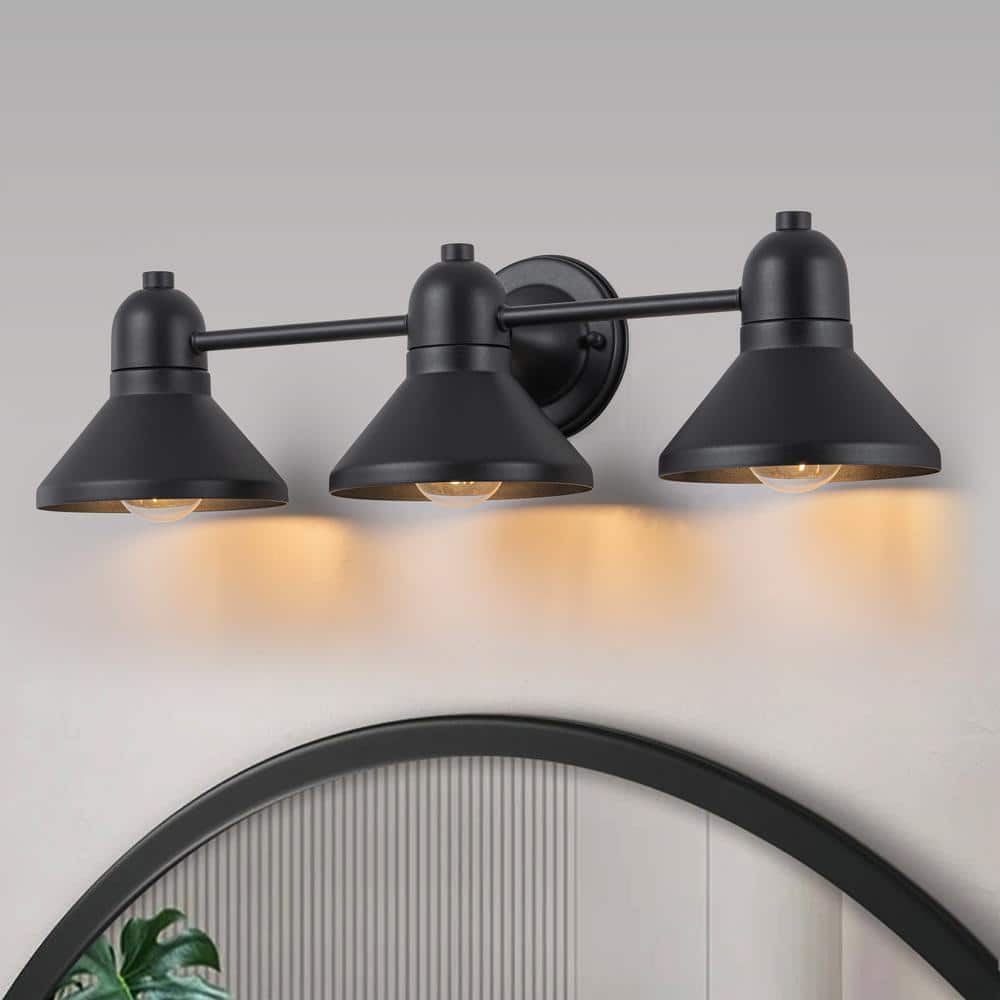 C Cattleya 23.5 in. 3-Light Powder-Coated Black Vanity Light