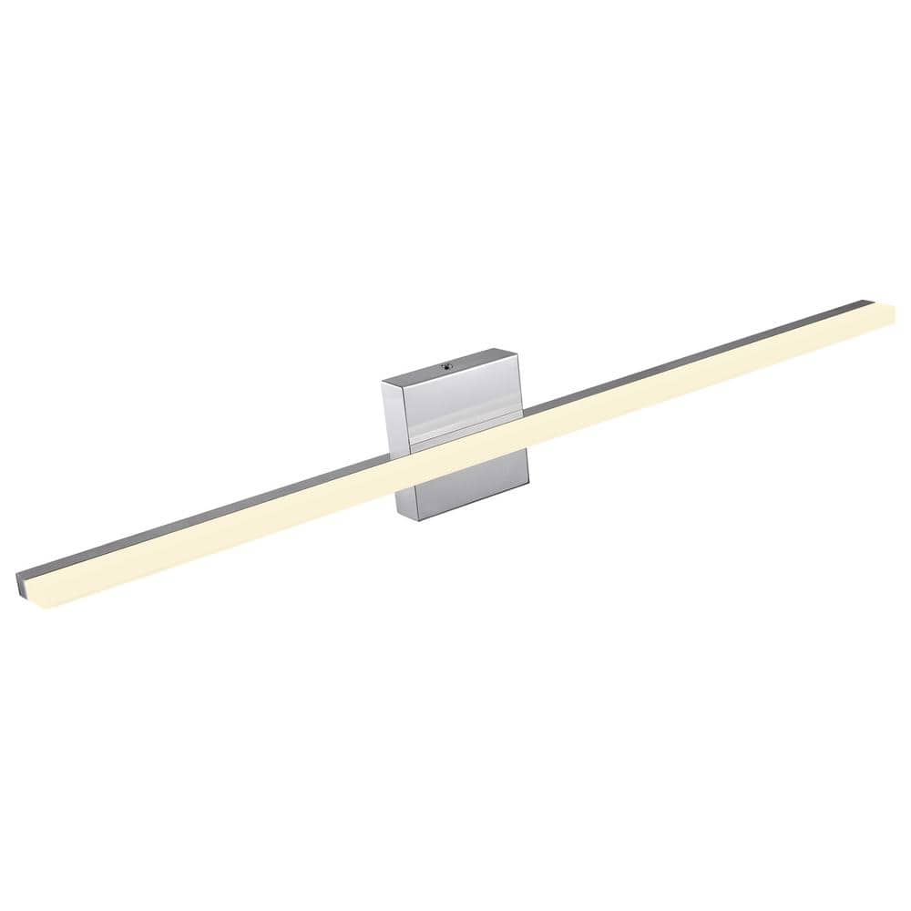 LamQee 31.5 in. 1-Light 24-Watt 3000K Warm White Chrome Integrated LED ...