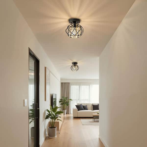 7 in. 1-Light Semi Flush Crystal Small Mount Ceiling Light Hallway Light Fixtures Ceiling Lighting Chandelier for Foyer