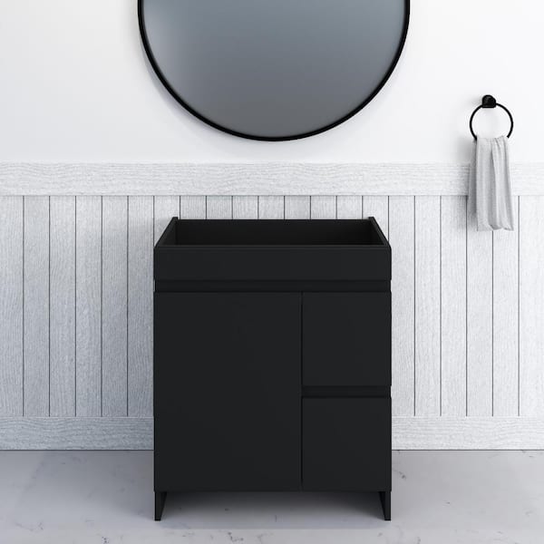 Mace 30 in. W x 20 in. D x 35 in. H Single-Sink Bath Vanity Cabinet without Top in Black Right-Side Drawers