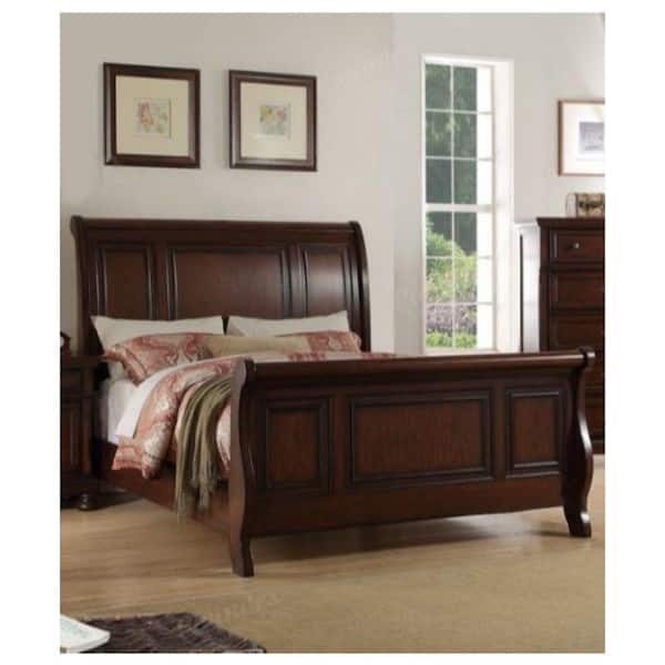 Marvelous Antique Cherry Wooden Queen Bed