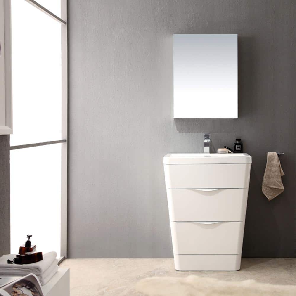 Milano 26" Glossy White Engineered Wood Vanity with Acrylic Sink