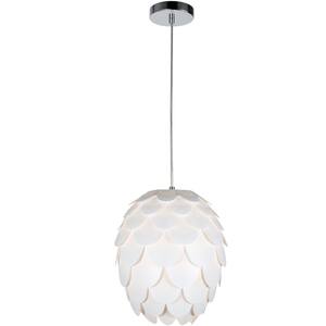 13.5 in. 1 Light Metal Pendant Light with White Polycarbonate Plastic Shade