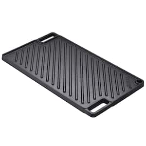 Reversible Grill/Griddle 9.7 x 16.7 in. Pre-Seasoned Cast Iron Griddle Rectangular Double Burner Griddle Pan Non-Stick