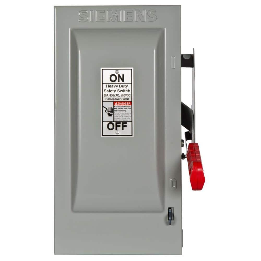 Siemens Heavy Duty 30 Amp 600-Volt 3-Pole Indoor Fusible Safety Switch with  Neutral HF361N The Home Depot