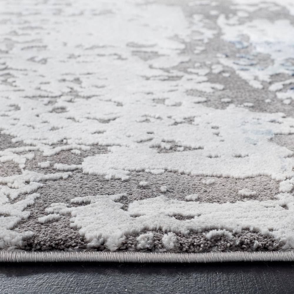 Hand-Knotted Abstract Gray Synthetic 4' x 6' Area Rug