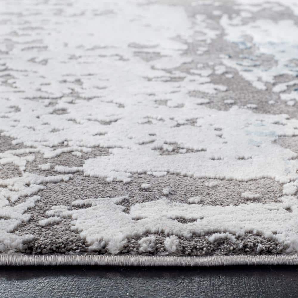 Gray Abstract Reversible 8' x 10' Synthetic Area Rug