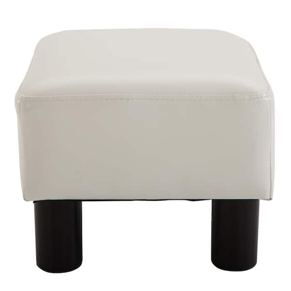 HOMCOM Modern Small Faux Leather Ottoman / Footrest Stool - White
