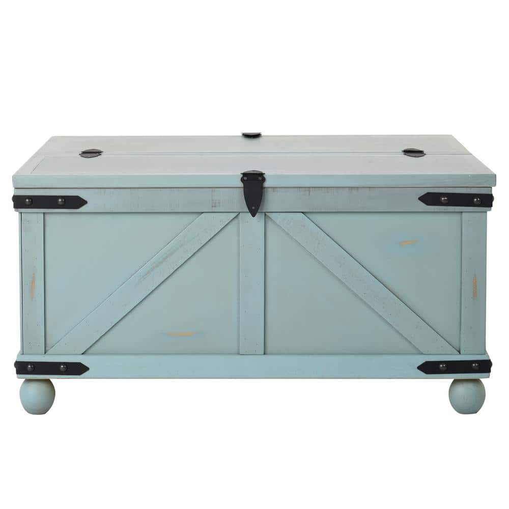 Lift Top Green Wood Outdoor Coffee Table with Storage
