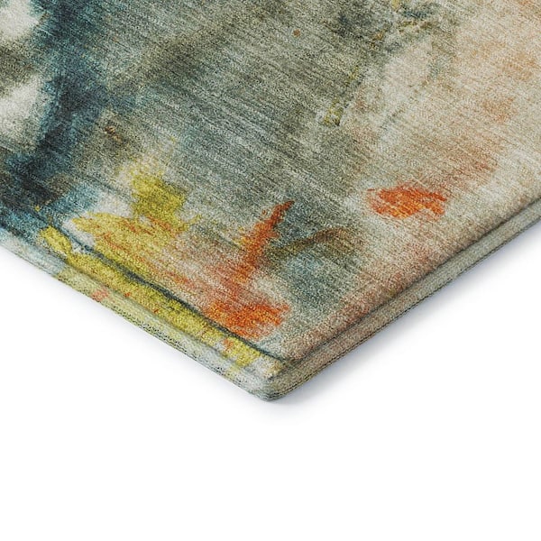 Mayfield Premium Machine Washable Abstract AMF2202 Sage 2 ft. x 7 ft. Runner Rug