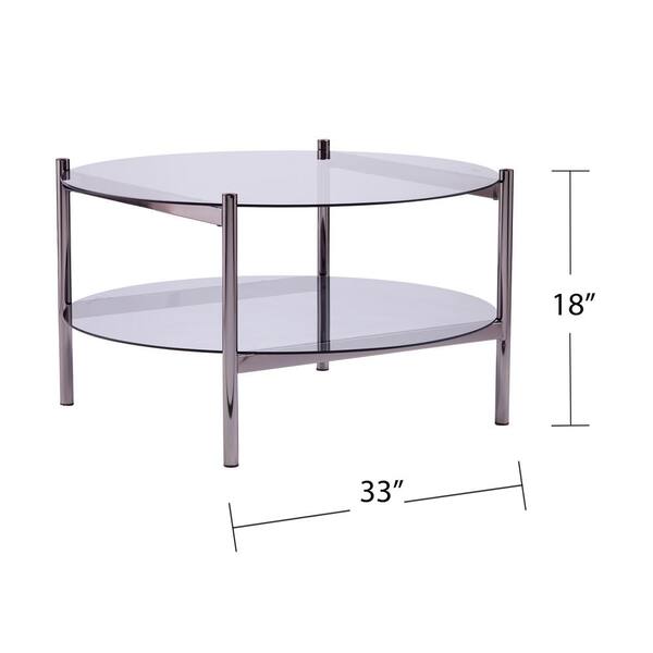 Southern Enterprises Xendor 33 In Black Smoked Glass Um Round Coffee Table With Shelf Hd432960 The Home Depot - Ikea Round Glass Coffee Table On Wheels