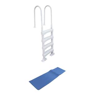 4 Step Ladder for 60 in. Swimming Pool with Protective Ladder Mat for Above Ground Pool