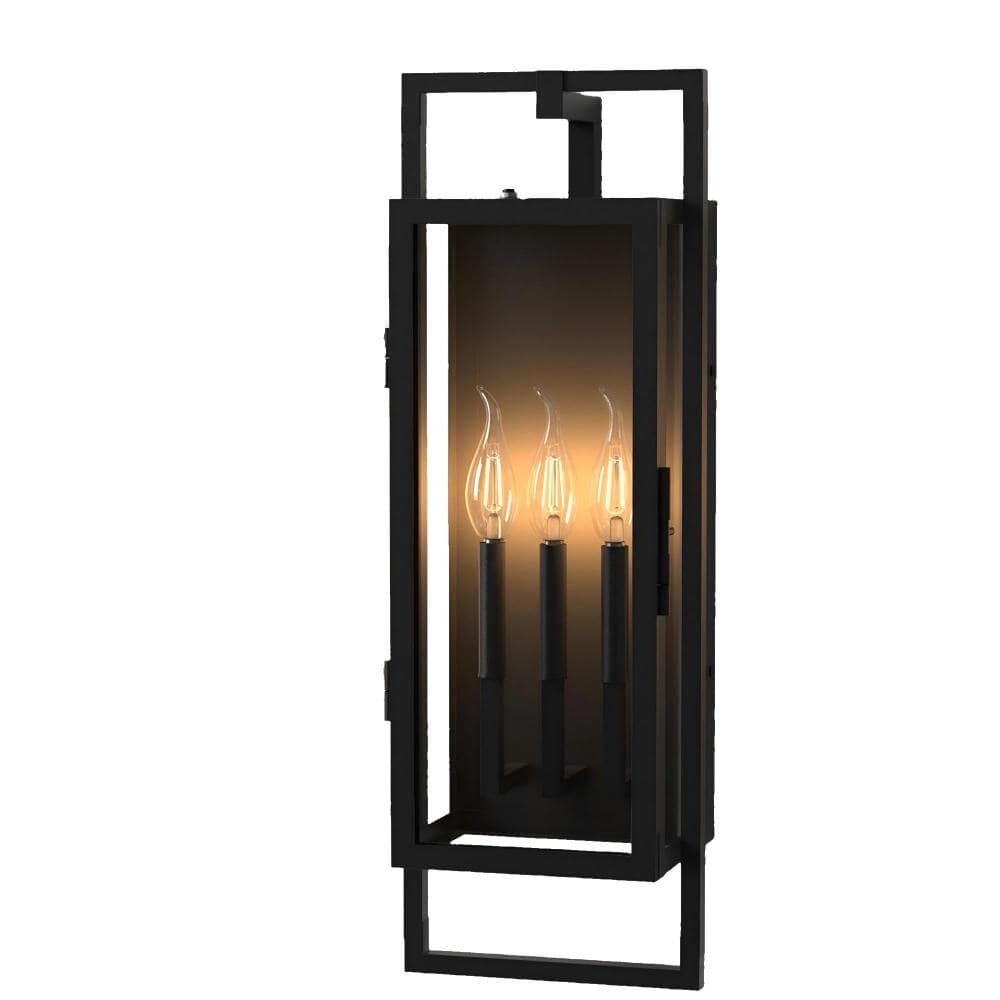 25 in 3-Light Waterproof Dusk to Dawn Outdoor Wall Light in Black with Glass Shade,Outside Wall Sconce price history on PriceWatchPro