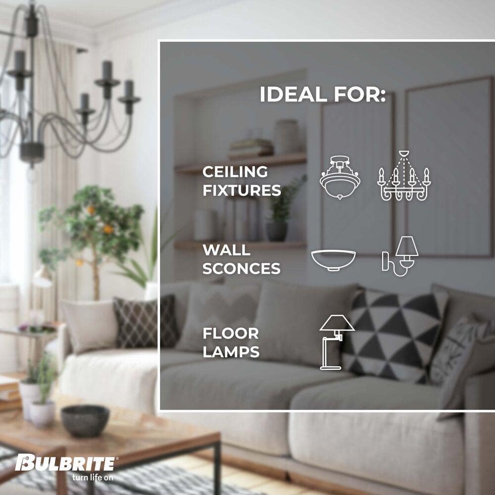 Clear Glass Dimmable LED Filament Candelabra Bulbs Pack of 4