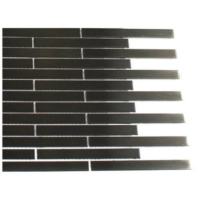 Metal Nero Stainless Steel 1/2 in. x 4 in. Stick Brick Tiles - 6 in. x 6 in. Tile Sample