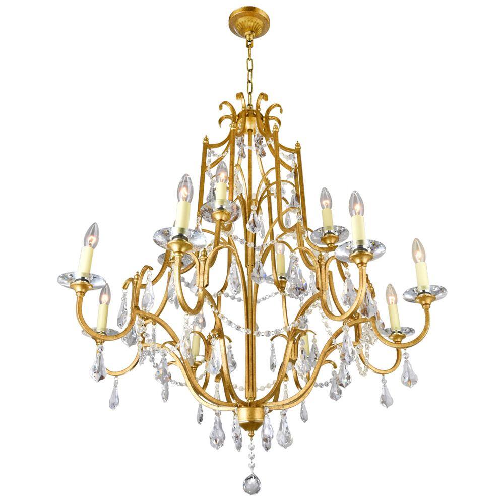 Electra 12-Light Oxidized Bronze and Crystal Candle Chandelier