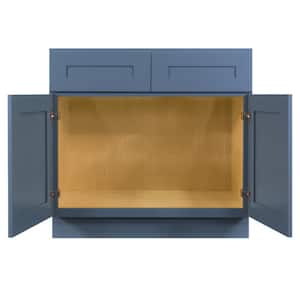 Lancaster Blue Plywood Shaker Stock Assembled Sink Base Kitchen Cabinet with Soft Close Doors 36 in. W x 24 in. D