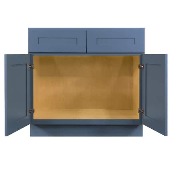 Lancaster Blue Plywood Shaker Stock Assembled Sink Base Kitchen Cabinet with Soft Close Doors 42 in. W x 24 in. D