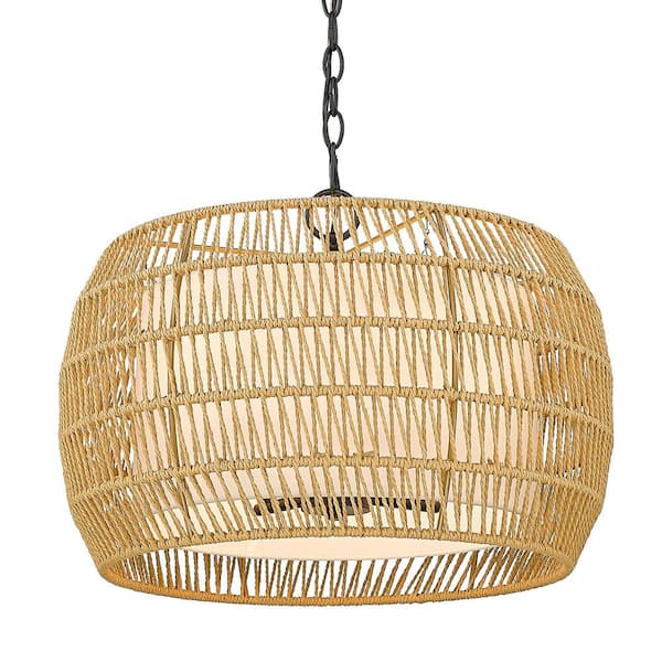 Golden Lighting Everly 4-Light Matte Black Chandelier with Other Shade