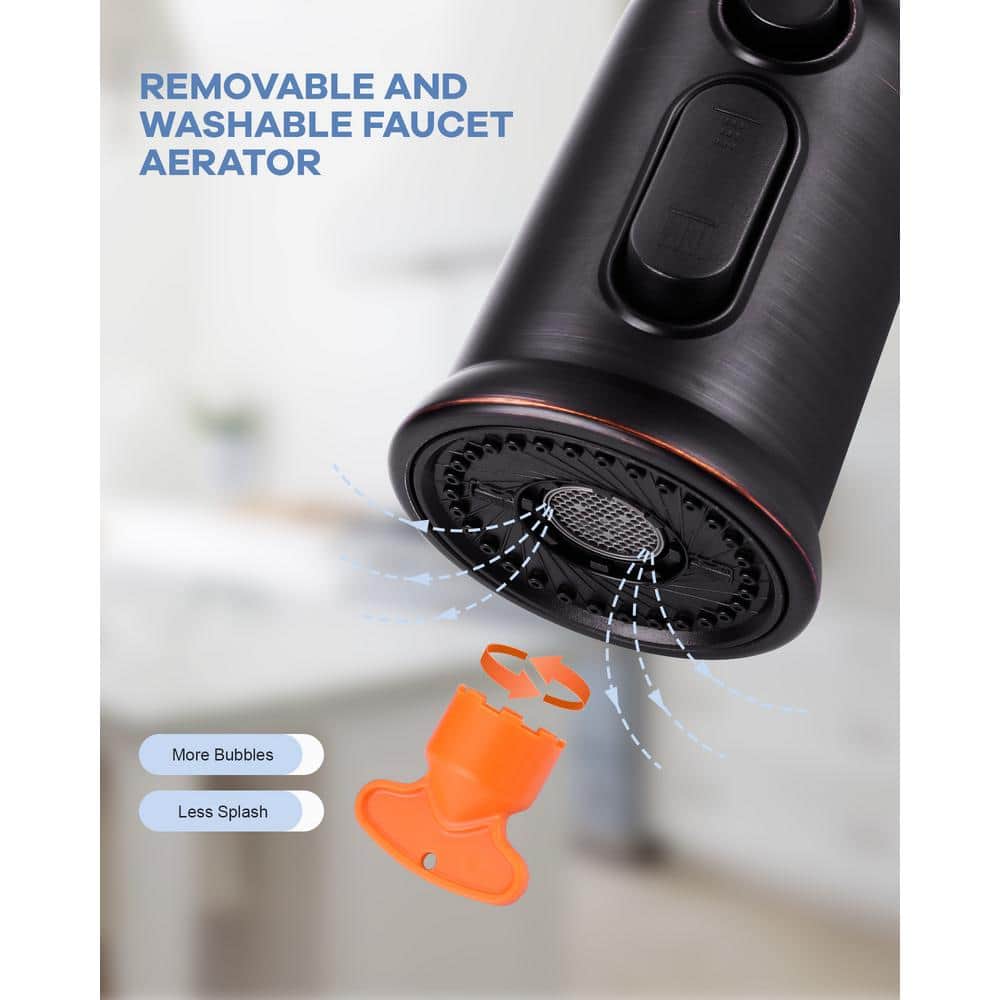 Oil Rubbed Bronze 3-Function Kitchen Faucet Spray Head with Adapters