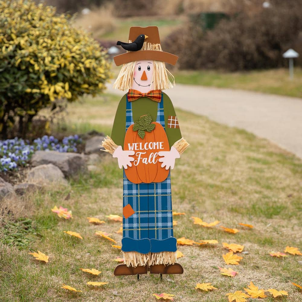 30H Fall Wooden Painted Scarecrow Porch Décor The Holiday Aisle