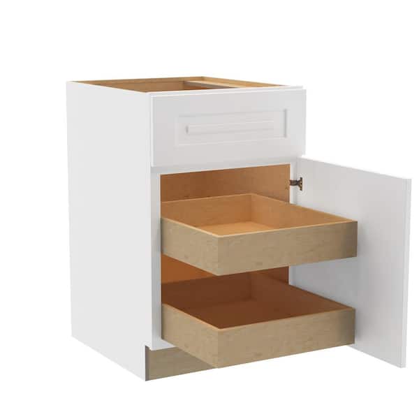 Home Decorators Collection Grayson 21 in. W x 24 in. D x 34.5 in. H Assembled Plywood Base Kitchen Cabinet in Pacific White with 2ROT Spice RH
