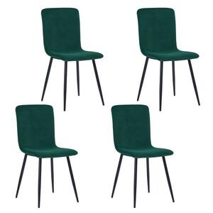 Fabric Seat Green Solid Wood Dining Chairs