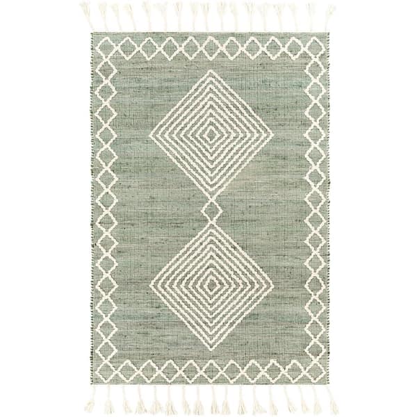 Norwood Medium Green 6 ft. x 9 ft. Geometric Indoor Area Rug