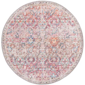 Nostalgia Gossamer Ivory and Pink 3 ft. 3 in. x 3 ft. 3 in. Machine Washable Area Rug