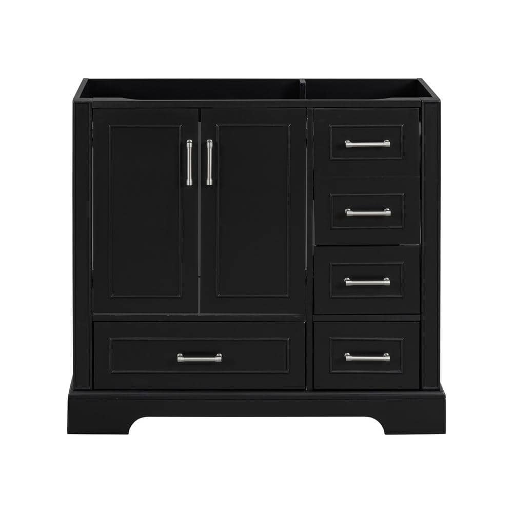 35.4 in. W x 17.8 in. D x 33 in. H Bath Vanity Cabinet without Top in Black