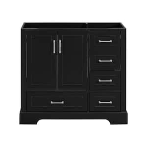 35.4 in. W x 17.8 in. D x 33 in. H Bath Vanity Cabinet without Top in Black with 4 Drawers and Door Cabinet