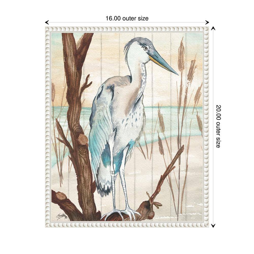 Heron on Branch Coastal Canvas Framed Wall Art 16 x 20