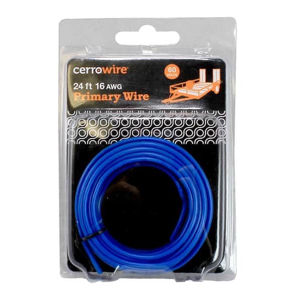 Cerrowire 24 ft. 16 Gauge Blue Stranded Primary Wire 207-1204R24 - The Home  Depot