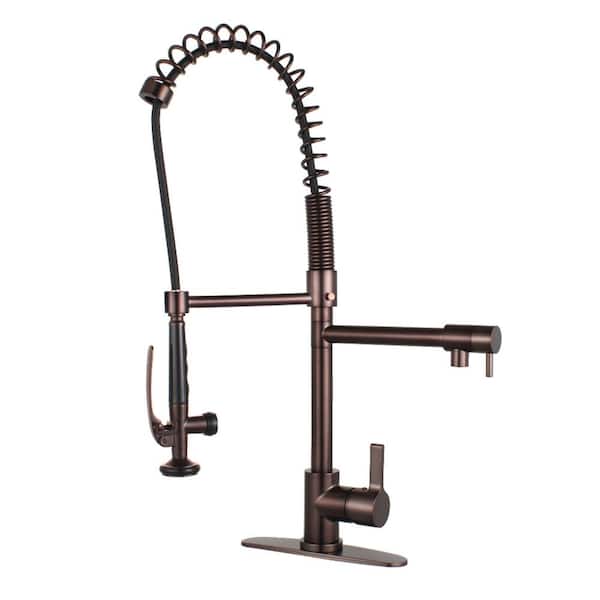 Oil Rubbed Bronze Spring Pre Rinse Kitchen Faucet Commercial Pull Down Sprayer 