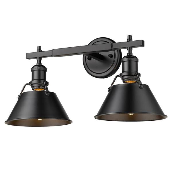 Golden Lighting - Orwell 4.875 in. 2-Light Black Vanity Light with Black Shade